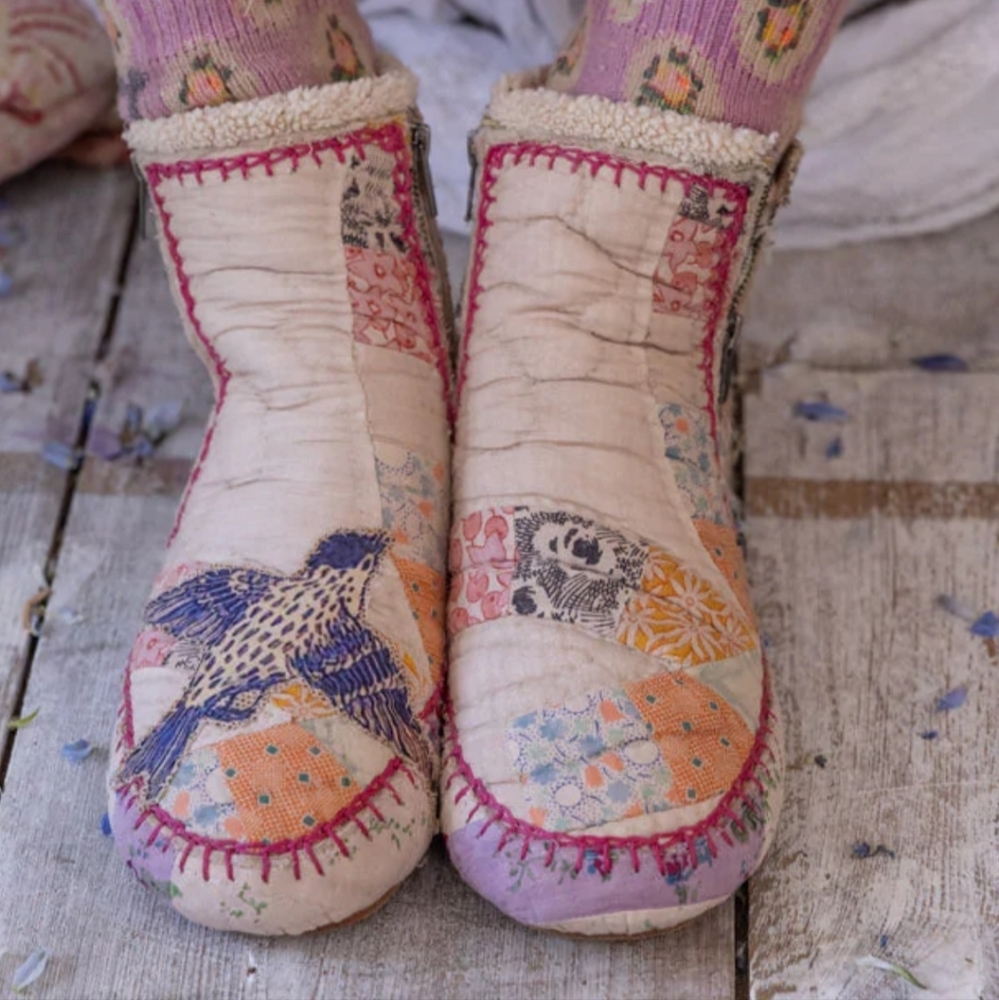 Magnolia Pearl Quilted Patchwork Bird Boots